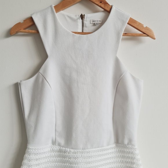 River Island White Sleeveless Dress UK 14 Zip Lined - Picture 2 of 6